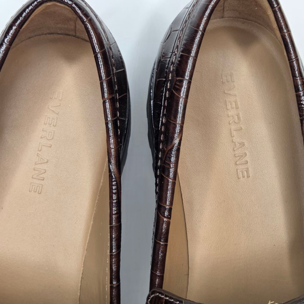 Everlane The Lug Loafer Brown Croc Embossed Women's Size 9.5 Euro 40 Platform - Picture 13 of 13